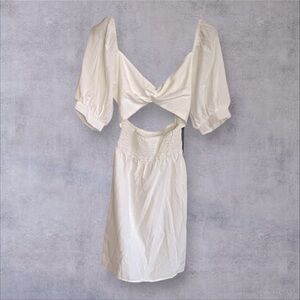 (S) PrettyLittleThing White Woven Twist Bust | Summer Sun Dress ☀️ NWT 🏷️